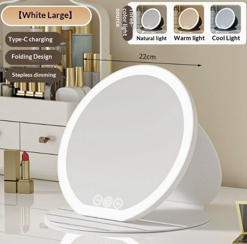 Portable Foldable LED Makeup Mirror with Lights for Dressing Table