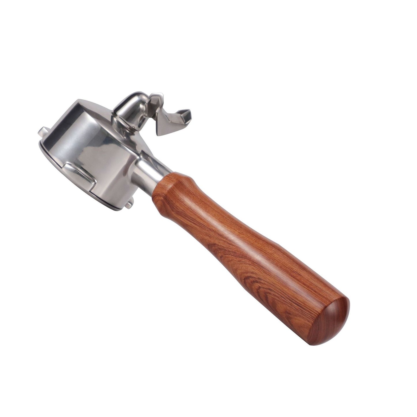 Stainless Steel Coffee Machine Dual-Spout Handle - Solid Wood Finish