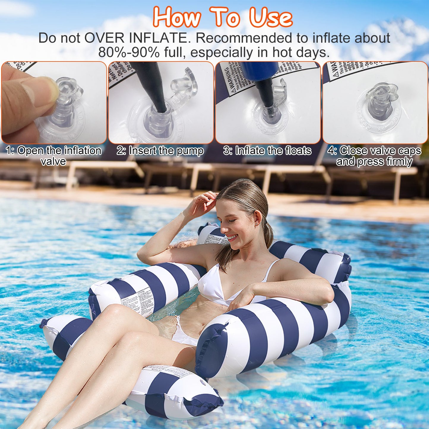 Inflatable Pool Float Set - 2 Hammocks & 1 Drink Float