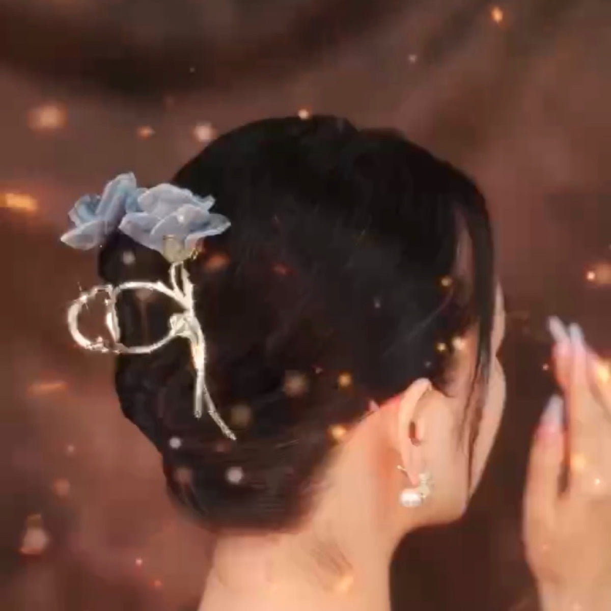 Flower Hair Clip - Blue Grab Clip Korean Style