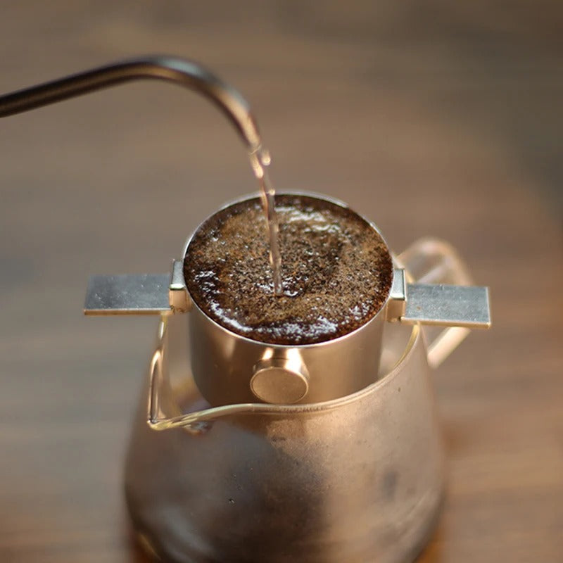 Stainless Steel Telescopic Coffee Filter Cup with Binaural Design