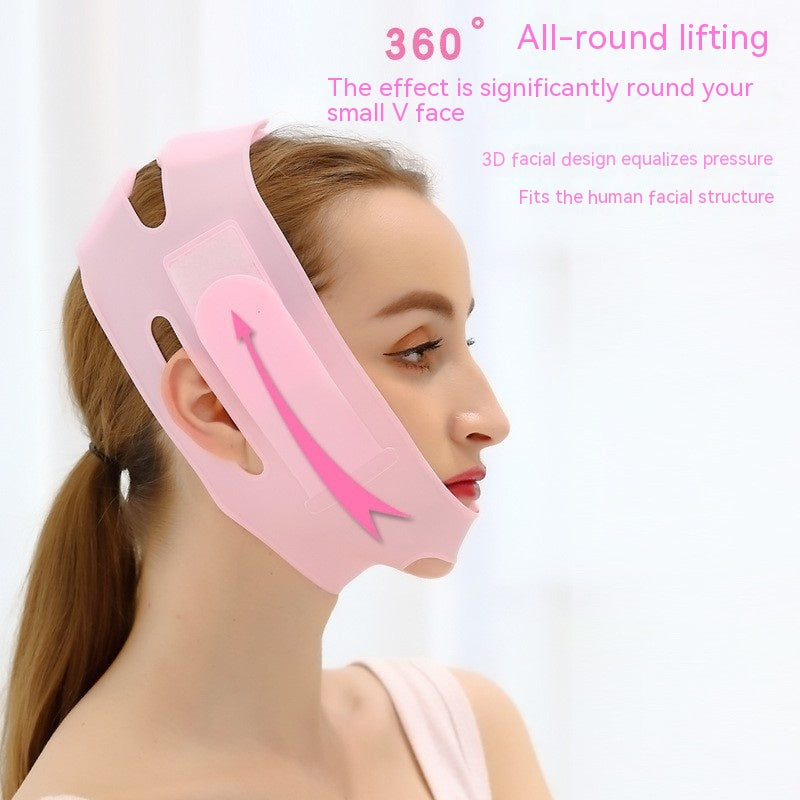 Silicone Face Slimming Mask Bandage - Pink Face Lift Correction Device
