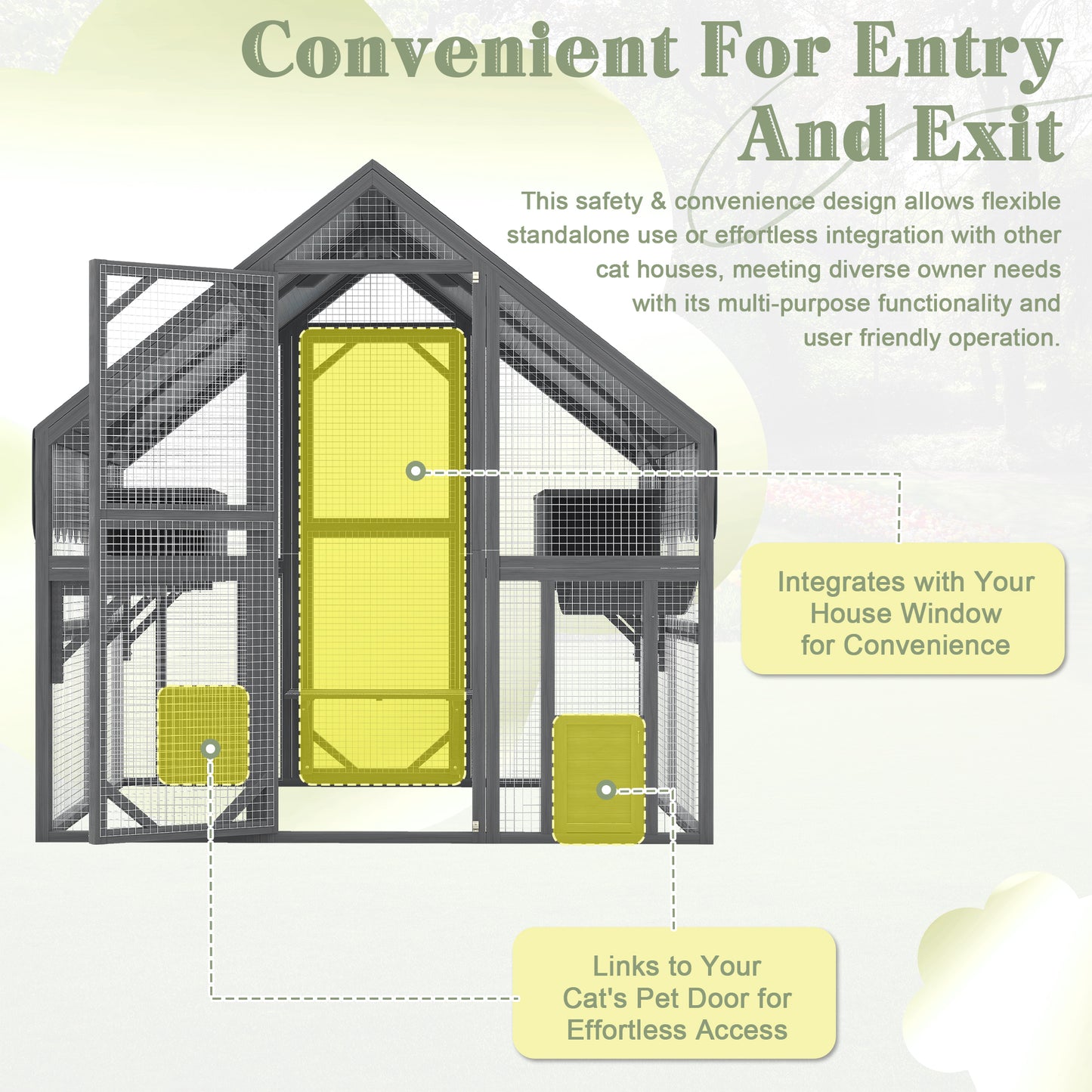 Large Outdoor Cat Enclosure with Platforms & Resting Boxes - Gray