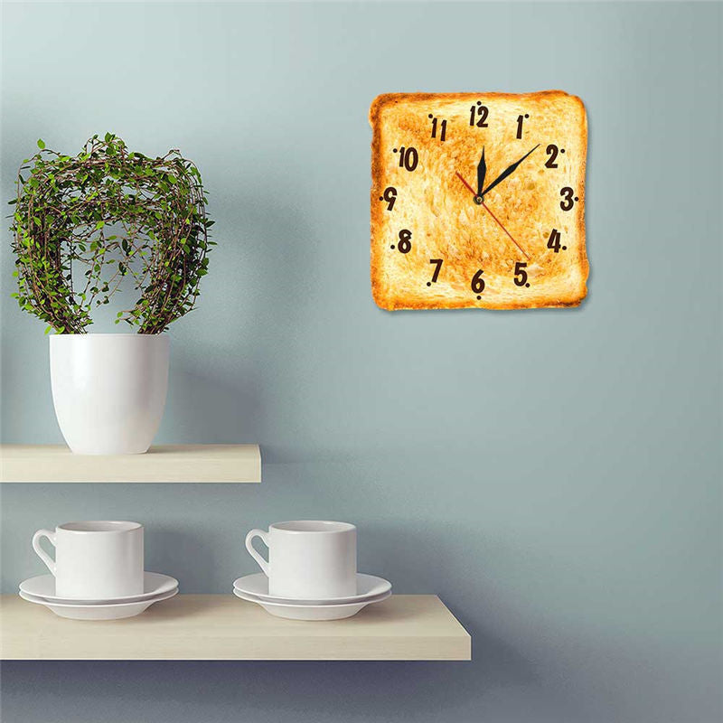 Wall Clock 12 Inch Yellow Modern Home Decor Round Plastic