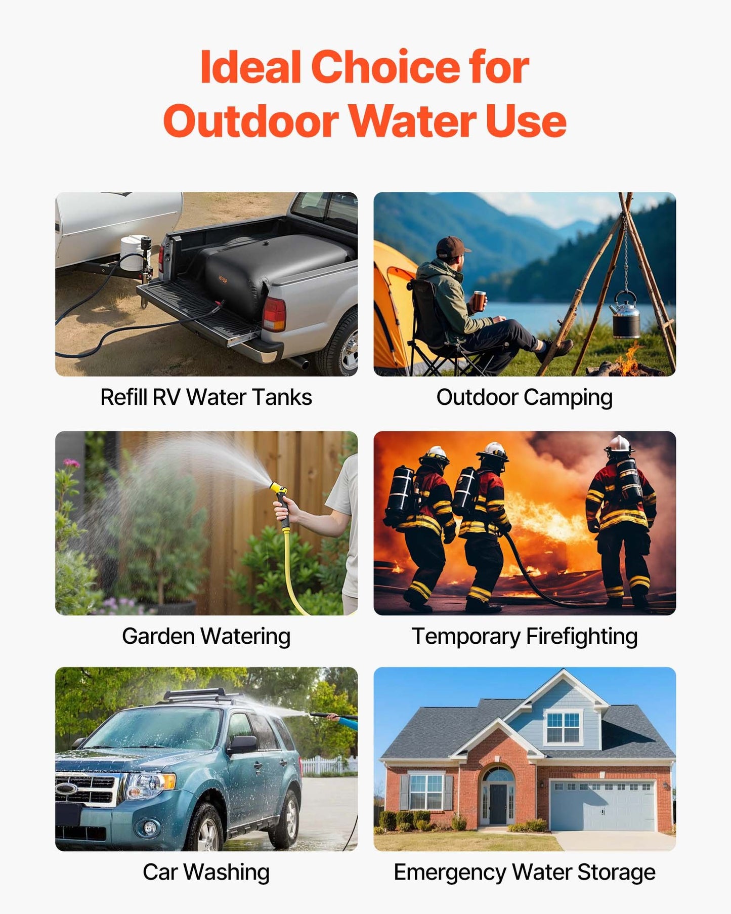 87.2 Gal Collapsible Water Storage Bladder with Leakproof Seals for Camping RV Garden