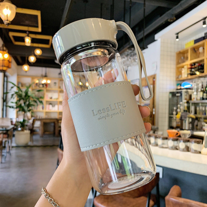 Heat-Resistant Glass Tea Cup with Lid 480ml Bubble Tea Glass Drinkware