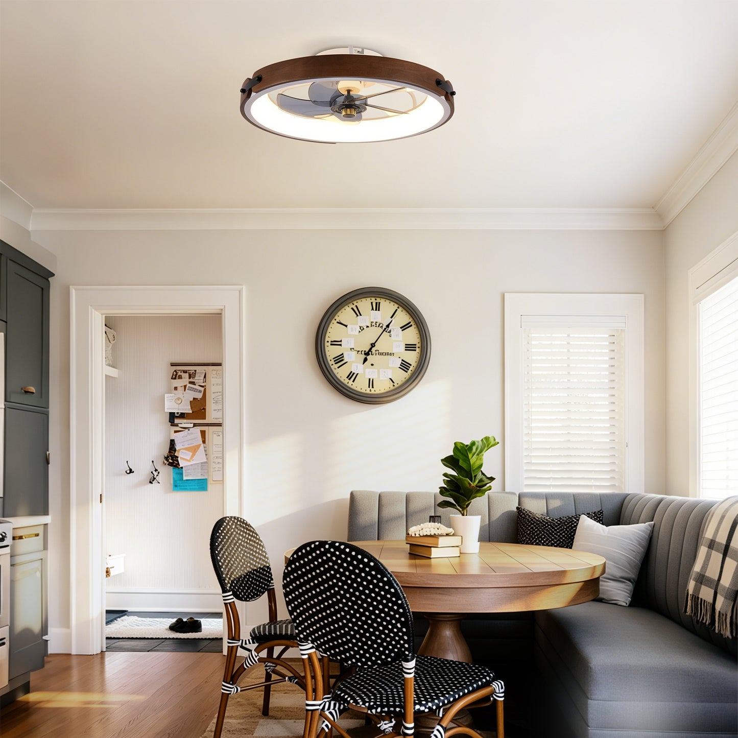 20" Ceiling Fan with Lights Kit and Remote Control - Walnut Black