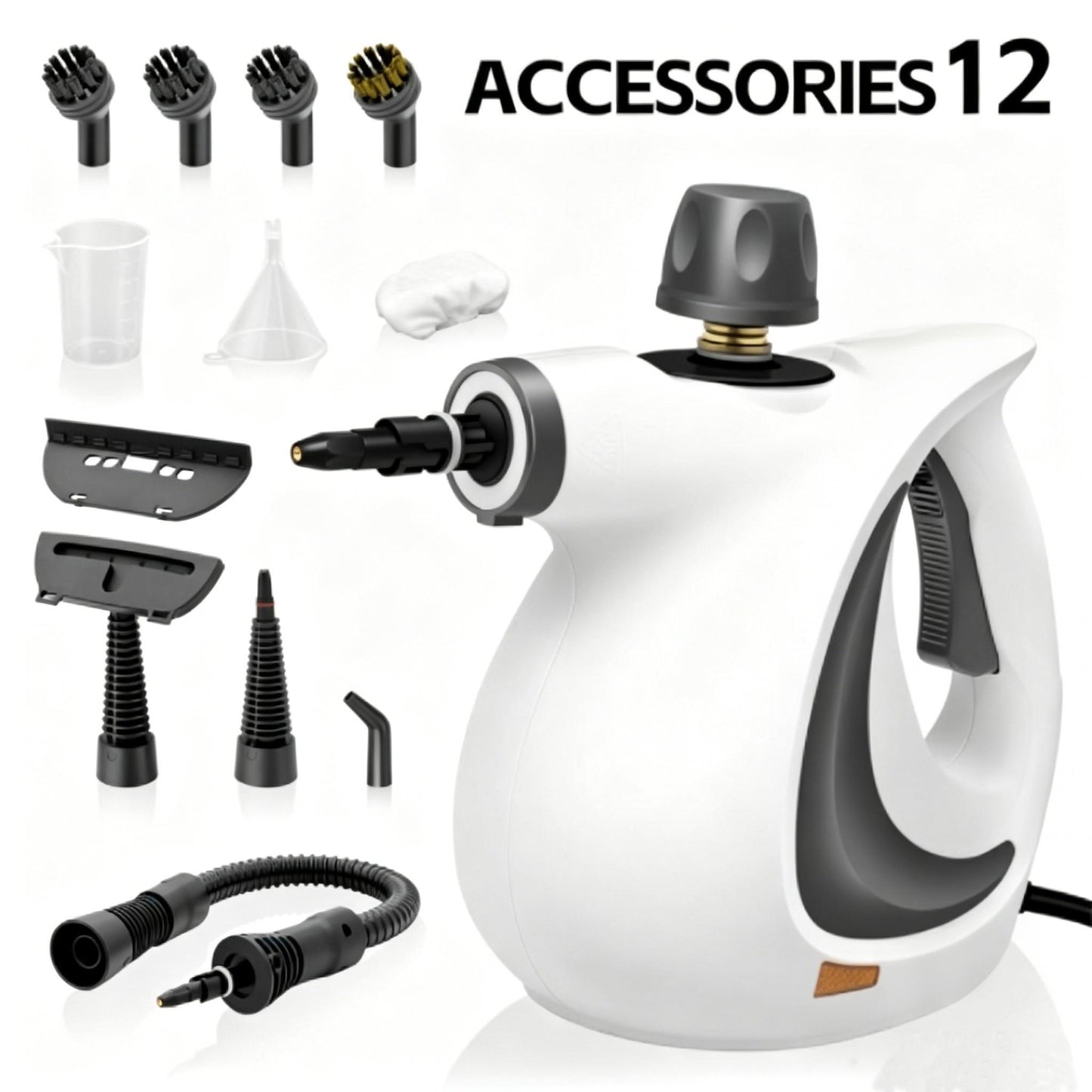 High-Pressure Steam Cleaner with 12 Accessories & Detachable Brush Head