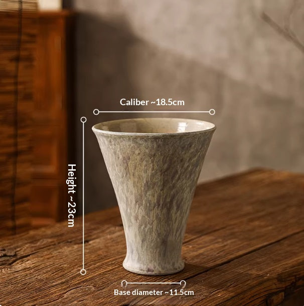 Ceramic Flower Pot with Tall Base for Green Plants - Floor Standing Garden Vase