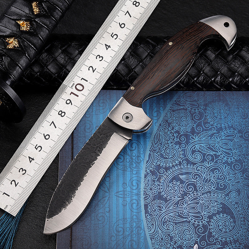 Self-Defense Folding Knife with Stainless Steel Blade and Nylon Sheath - Portable Survival Tool