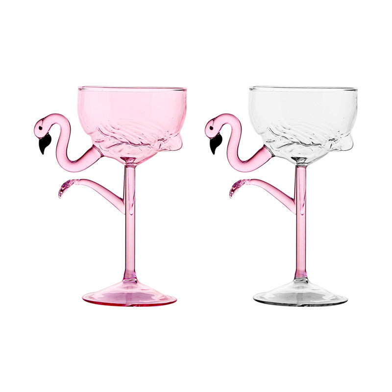 Creative Flamingo Cocktail Glass Set - Pink & Transparent Martini Stemware
