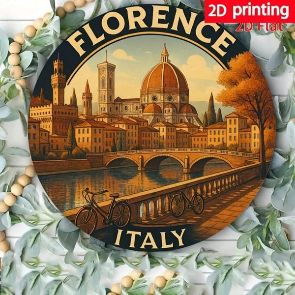 Florence Cityscape Metal Wall Art Sign - Vibrant Duomo Design
