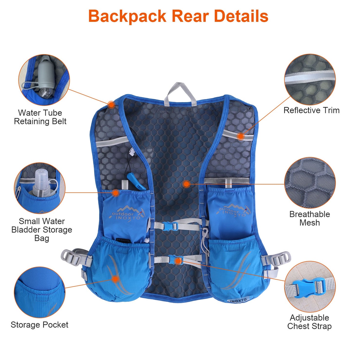Hydration Vest Running Backpack with 1.5L Water Bladder - Adjustable Straps