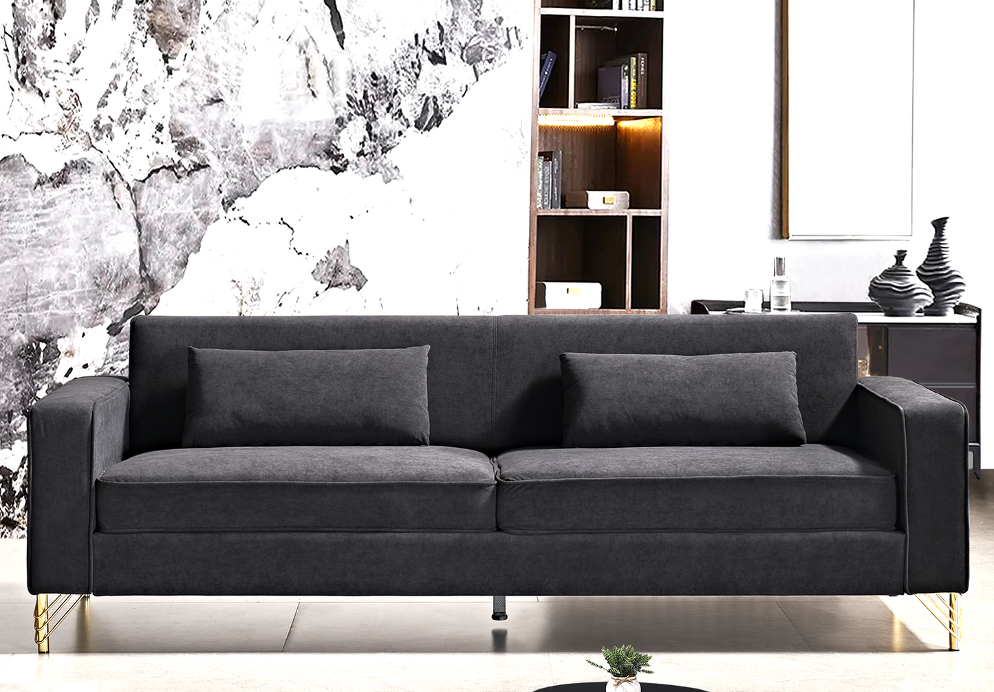 Aesthetic 85.8 Velvet Sofas For Living Room, 3 Seater Couch With