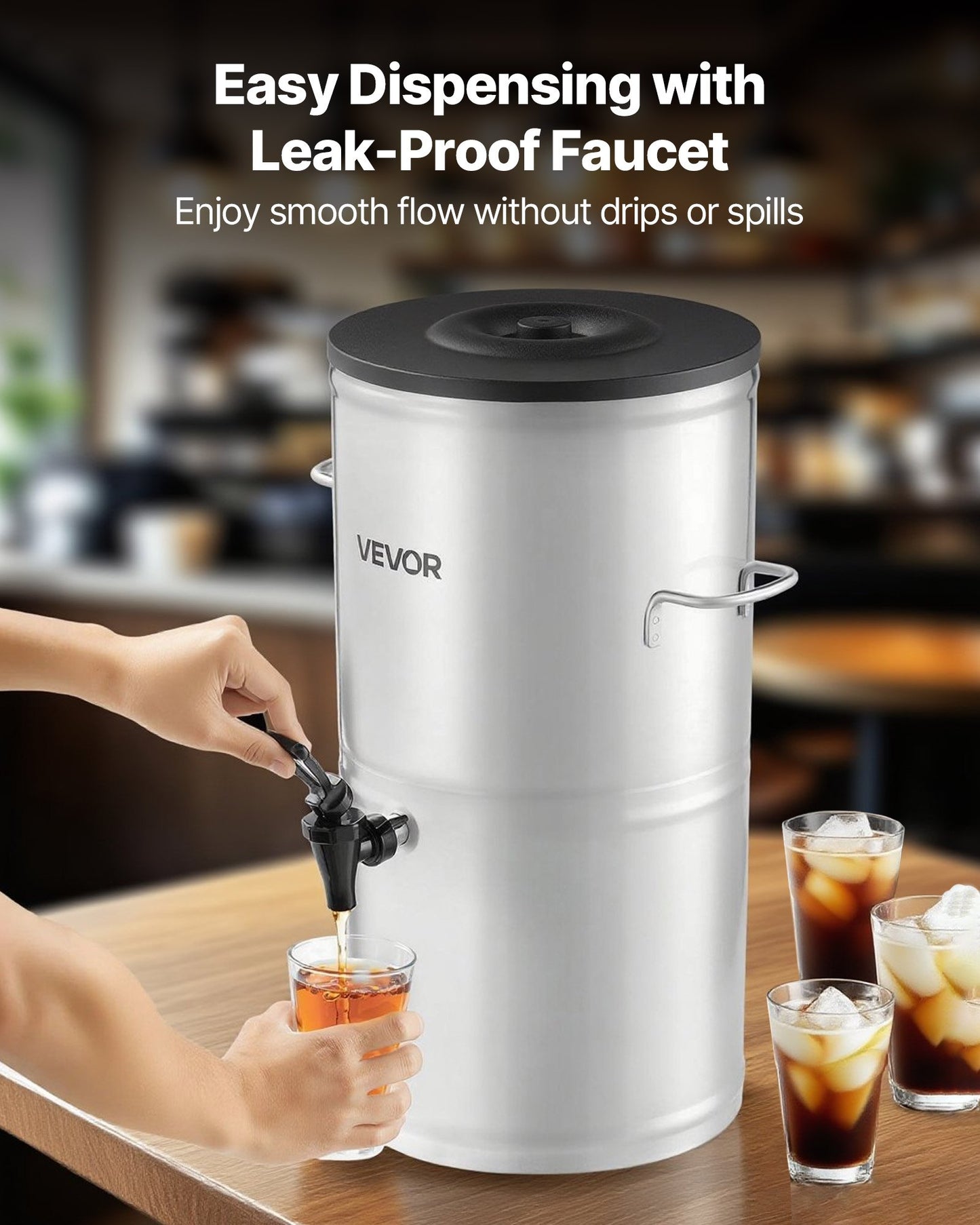 4 Gallon Iced Tea Dispenser - Stainless Steel Beverage Server