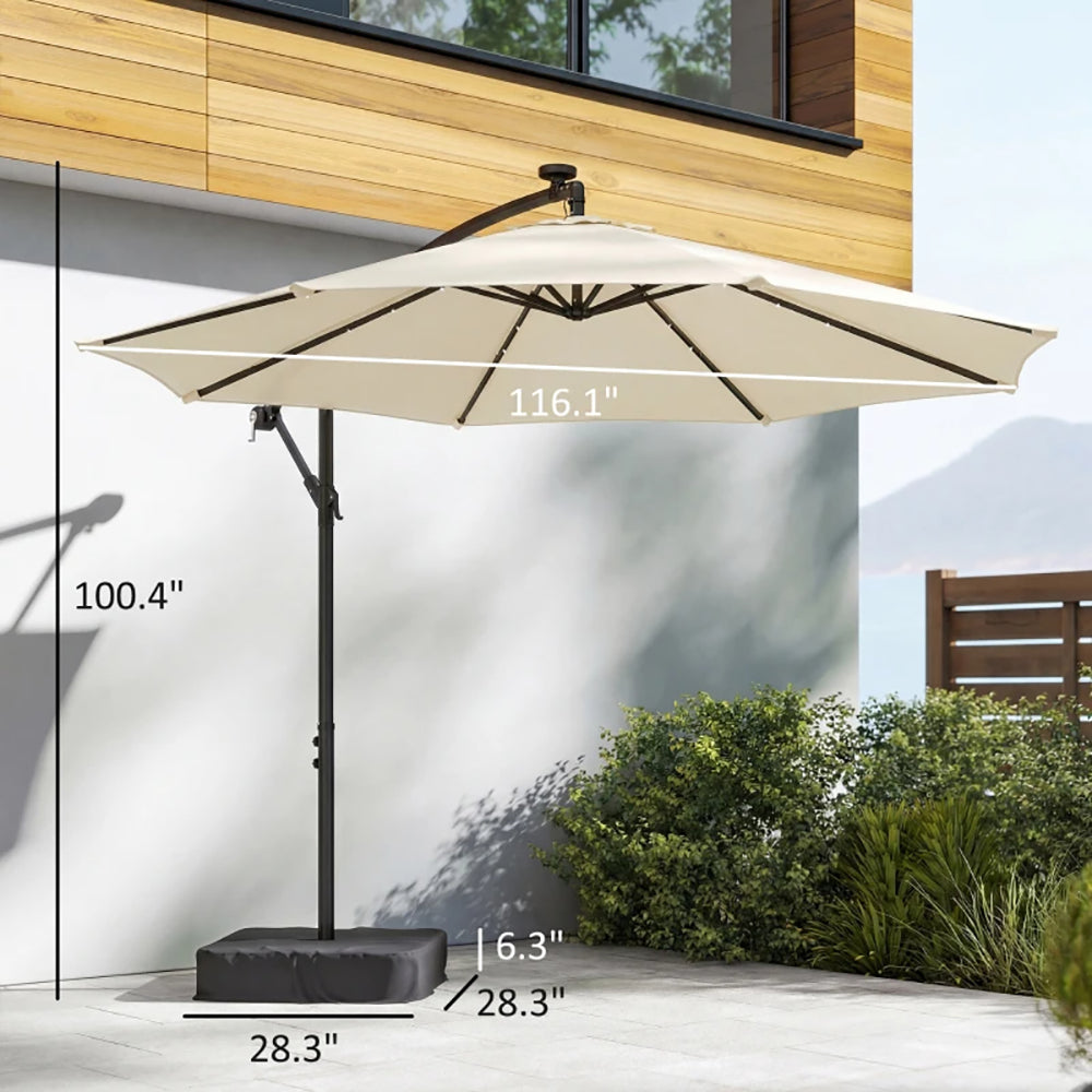 10 Ft Offset Patio Umbrella with LED Light & Cover - Multiple Colors
