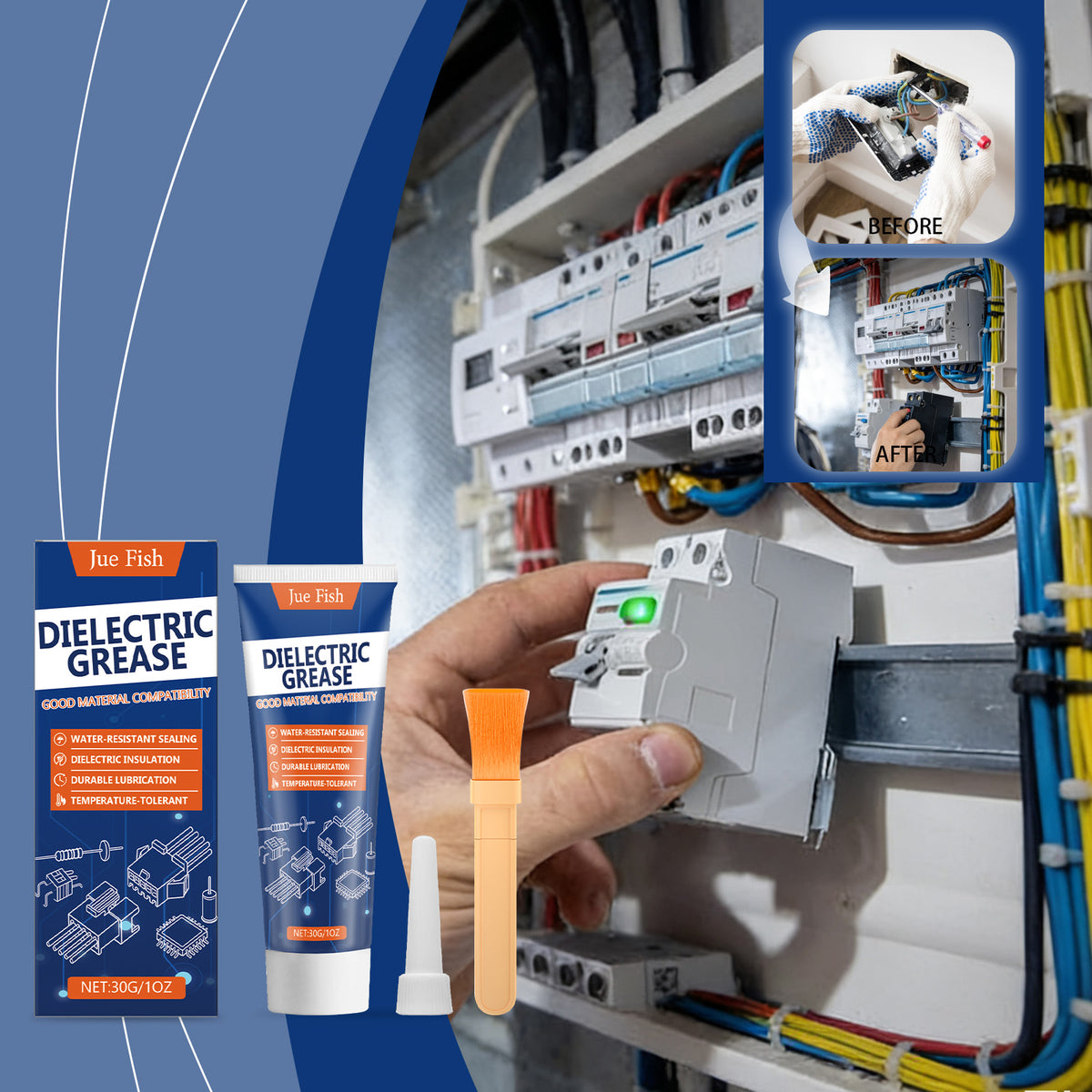 30g Dielectric Grease with Brush - Waterproof Insulation Lubricant