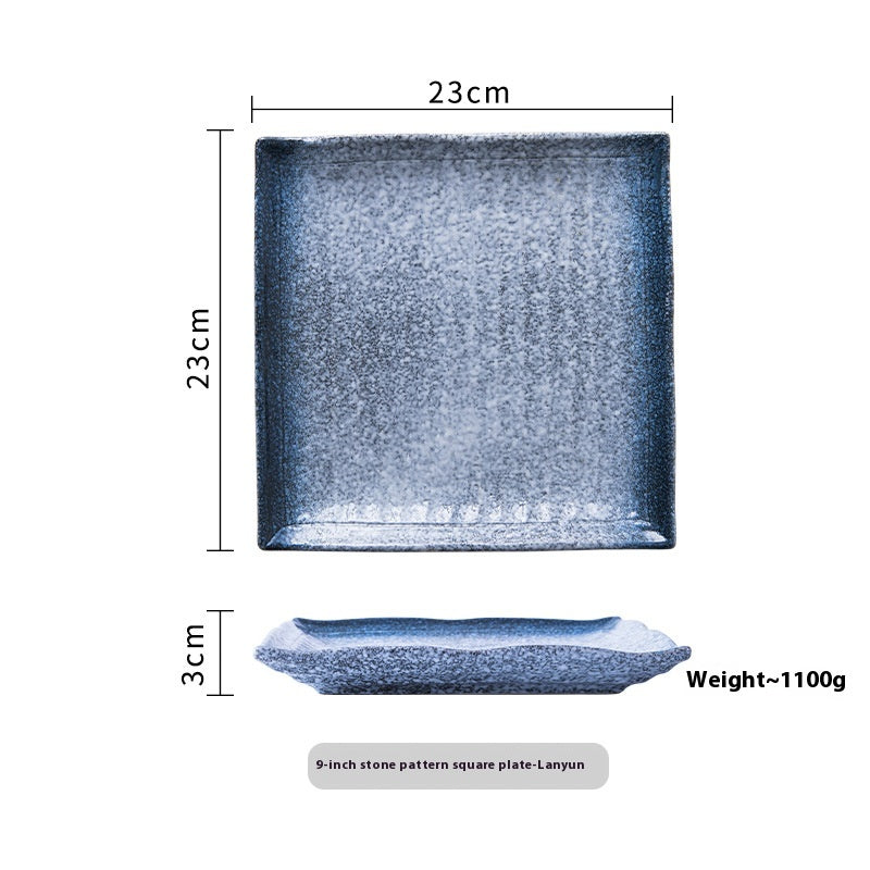 Ceramic Sushi Plate - 9-Inch Square Porcelain Tableware for Kitchen & Dining