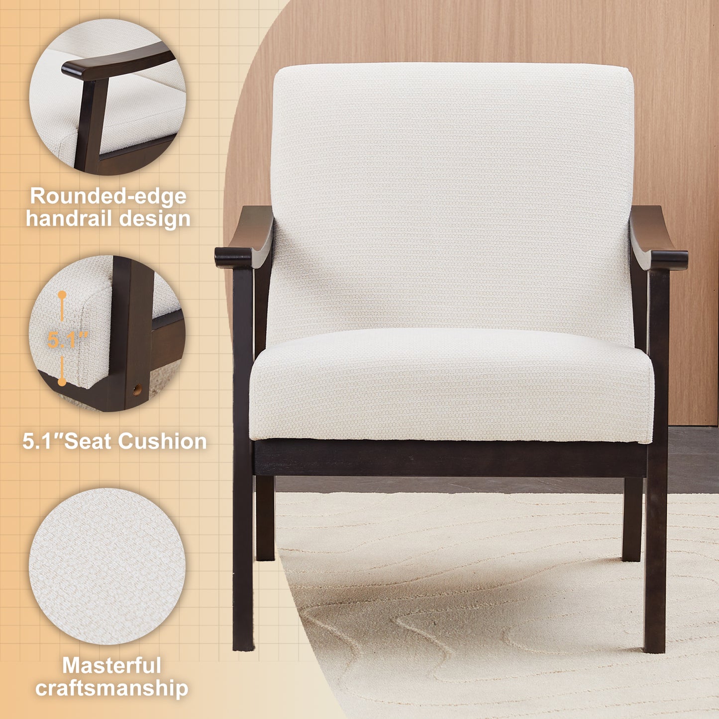 Medieval-Inspired High Back Armchair - Ancient White Upholstered