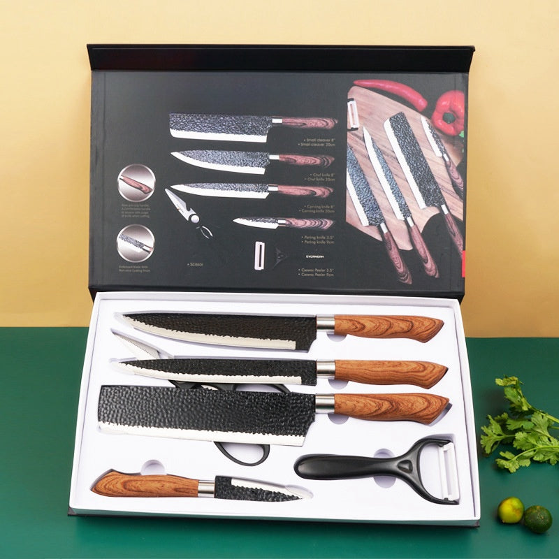 6-Piece Forged Kitchen Knife Set with Scissors & Peeler