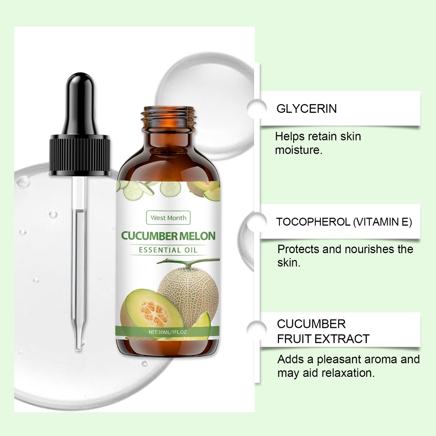 Cucumber Soothing Essential Oil - 30ml Hydrating & Nourishing Skin Care