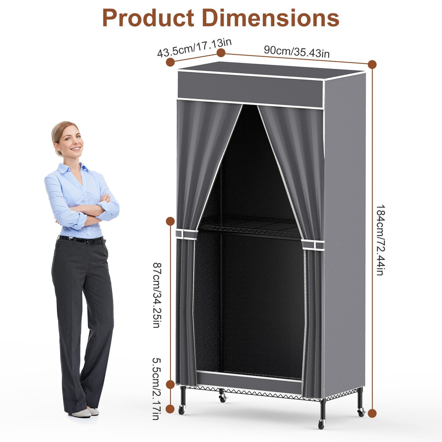 1Pc 2 Tier Foldable Clothing Rack With Cover Portable Wardrobe Closet