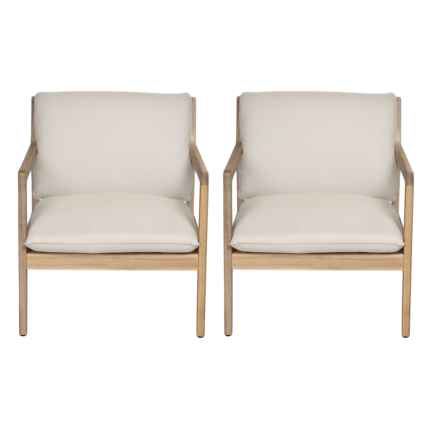 Outdoor Acacia Wood Armchair, Set Of 2, Patio Club Chair With