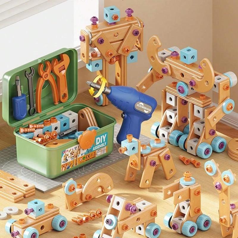 126-Piece Wooden Building & Tool Set for Kids - STEM Educational Toys
