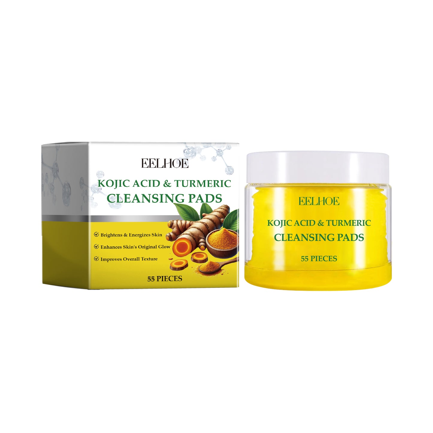 Turmeric Facial Cleansing Pads - Brightening & Deep Pore Exfoliating (55 Pads)
