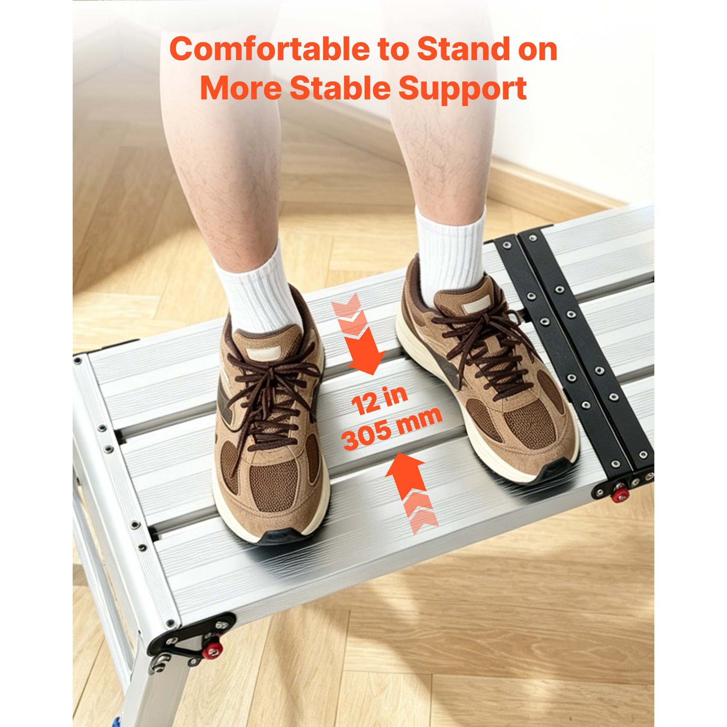 Adjustable Height Folding Work Platform - Aluminum Step Stool with 500 Lb Capacity