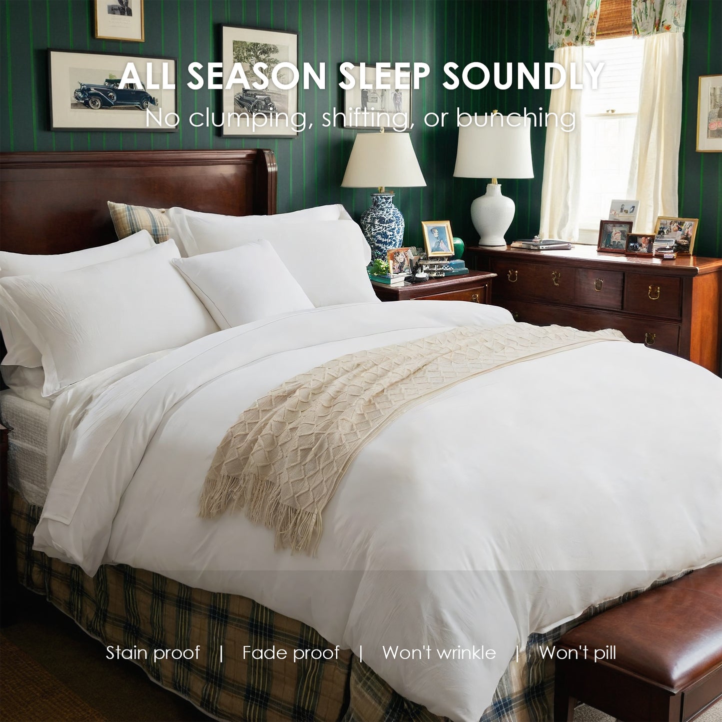 Oversized White and Pink Duvet Cover Set with Pillowcases