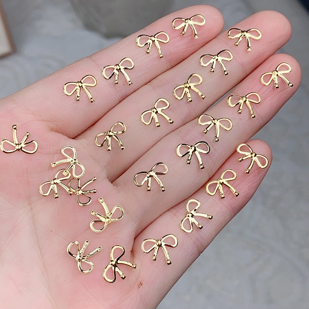 Luxury Alloy Bow Nail Art Decorations Set - Gold & Silver Nail Accessories