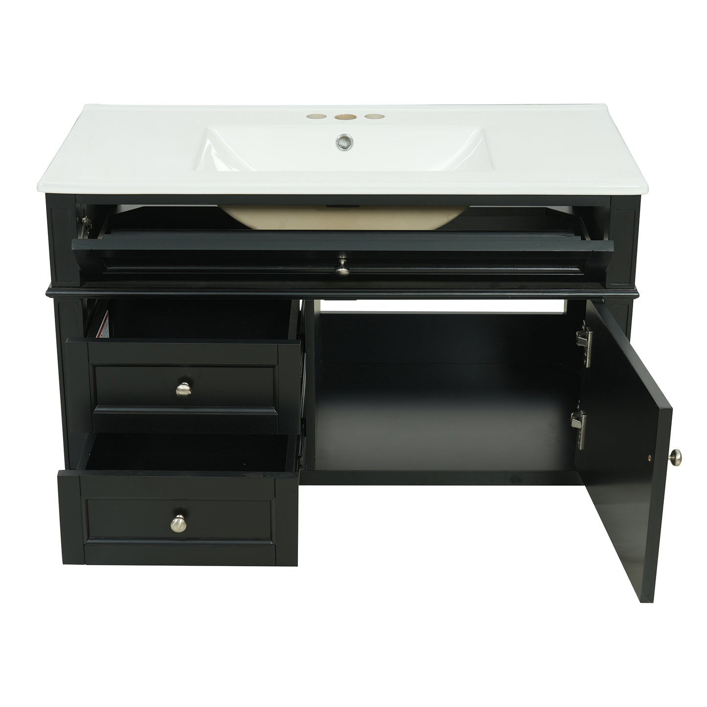 36-Inch Wall Mounted Bathroom Vanity with Ceramic Sink - Black