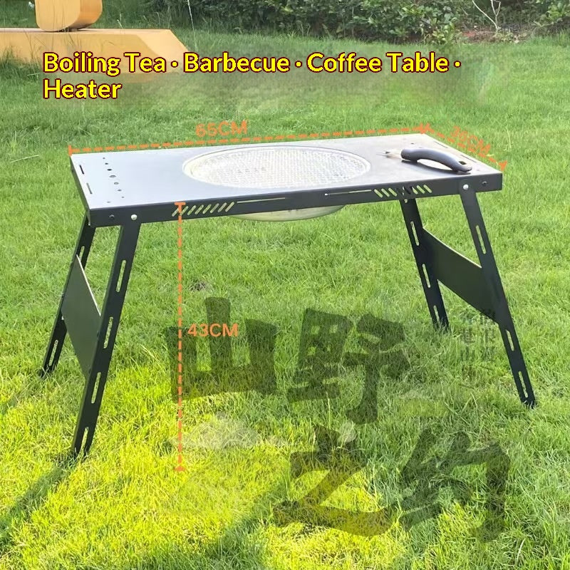 60cm Folding Outdoor Barbecue & Tea Table - Portable Garden & Home Storage