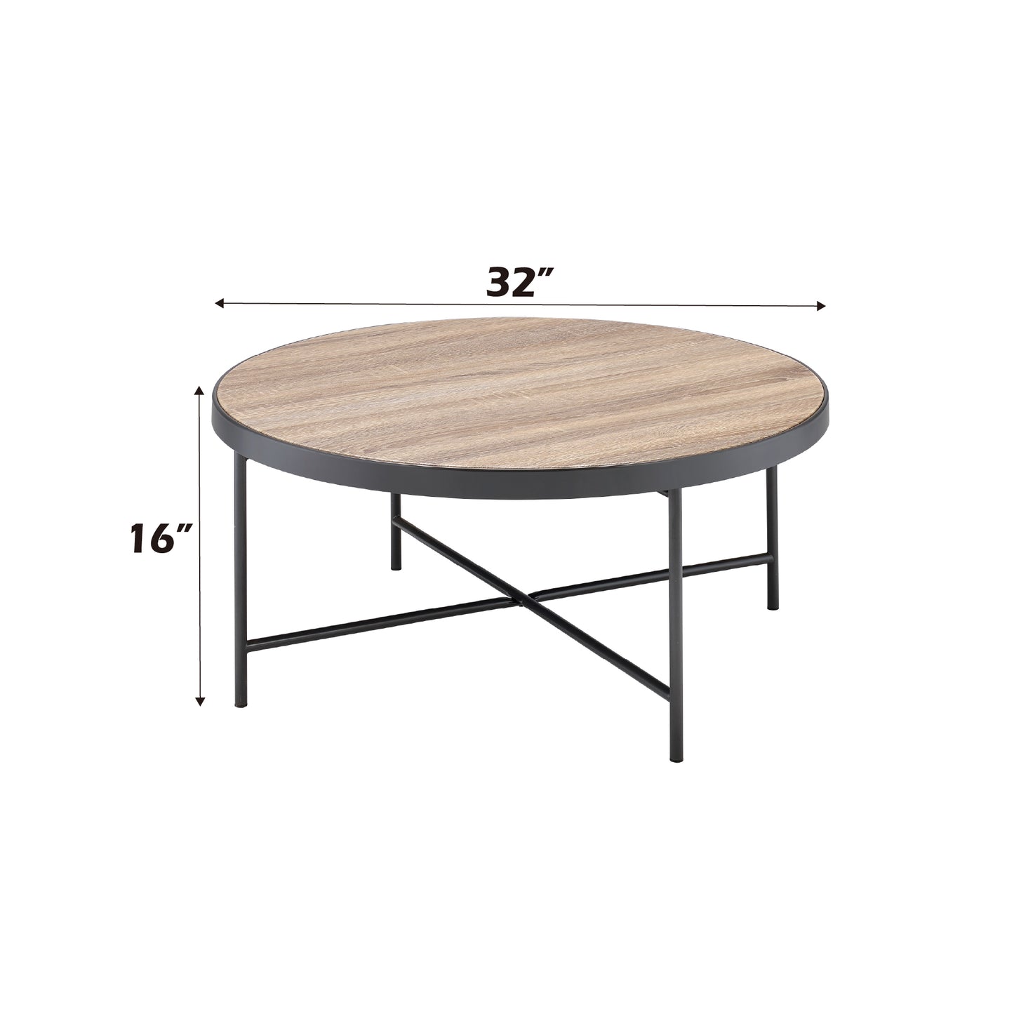 Bage Weathered Gray Oak Coffee Table with Metal Finish