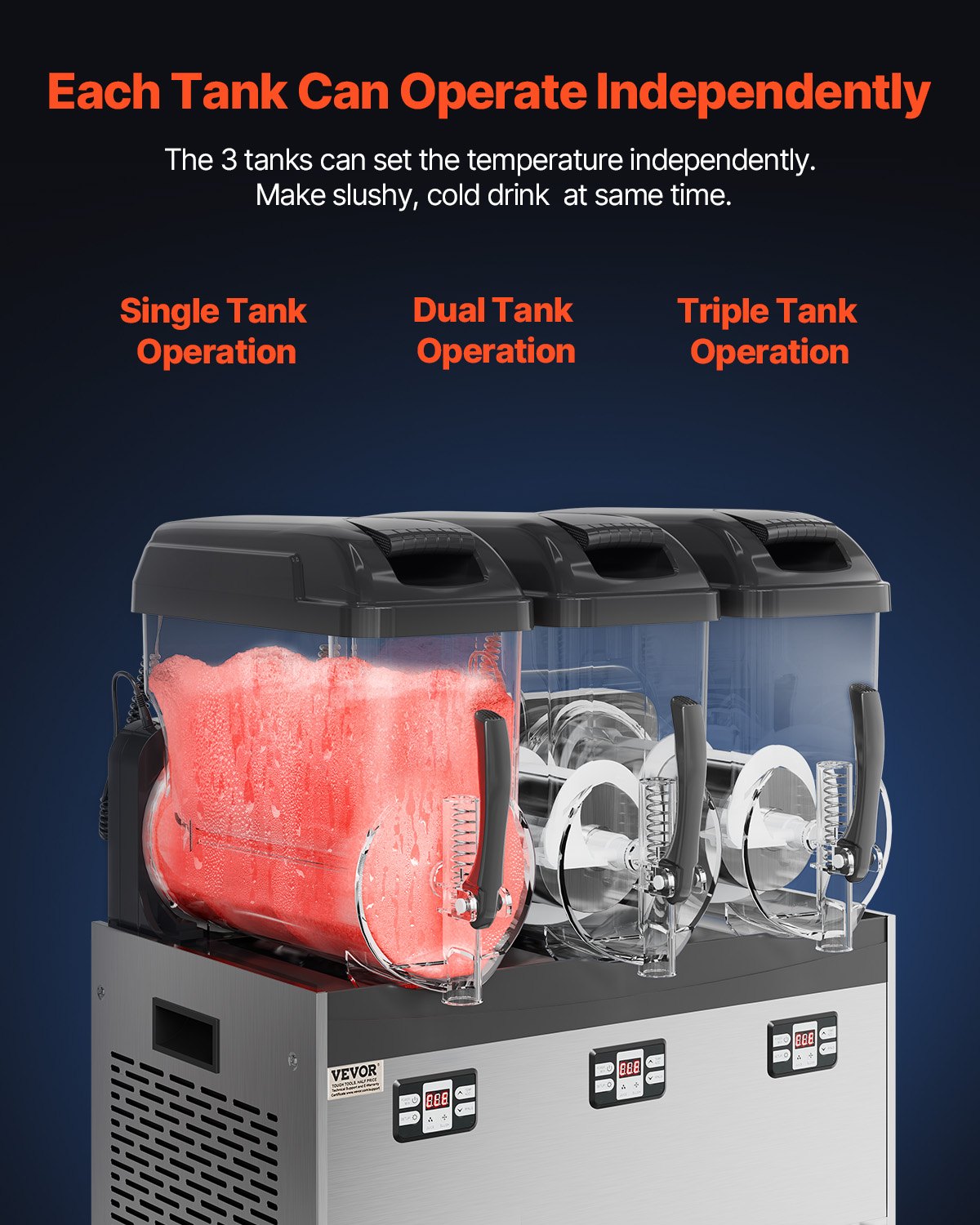 Commercial Slushy Machine 3 Tanks 12L Capacity for Frozen Drinks Margaritas