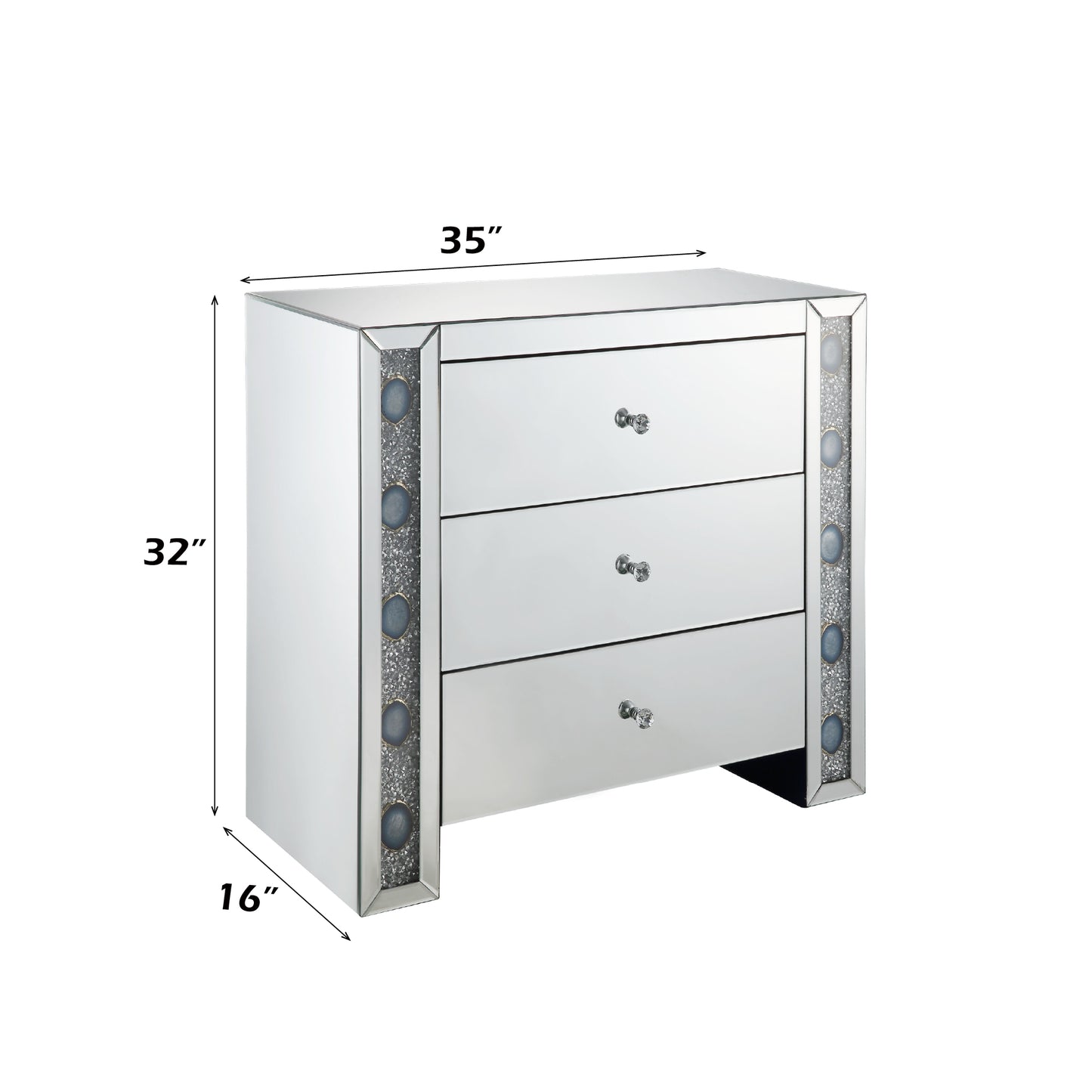Sonia Mirrored Faux Agate Console Cabinet - Silver