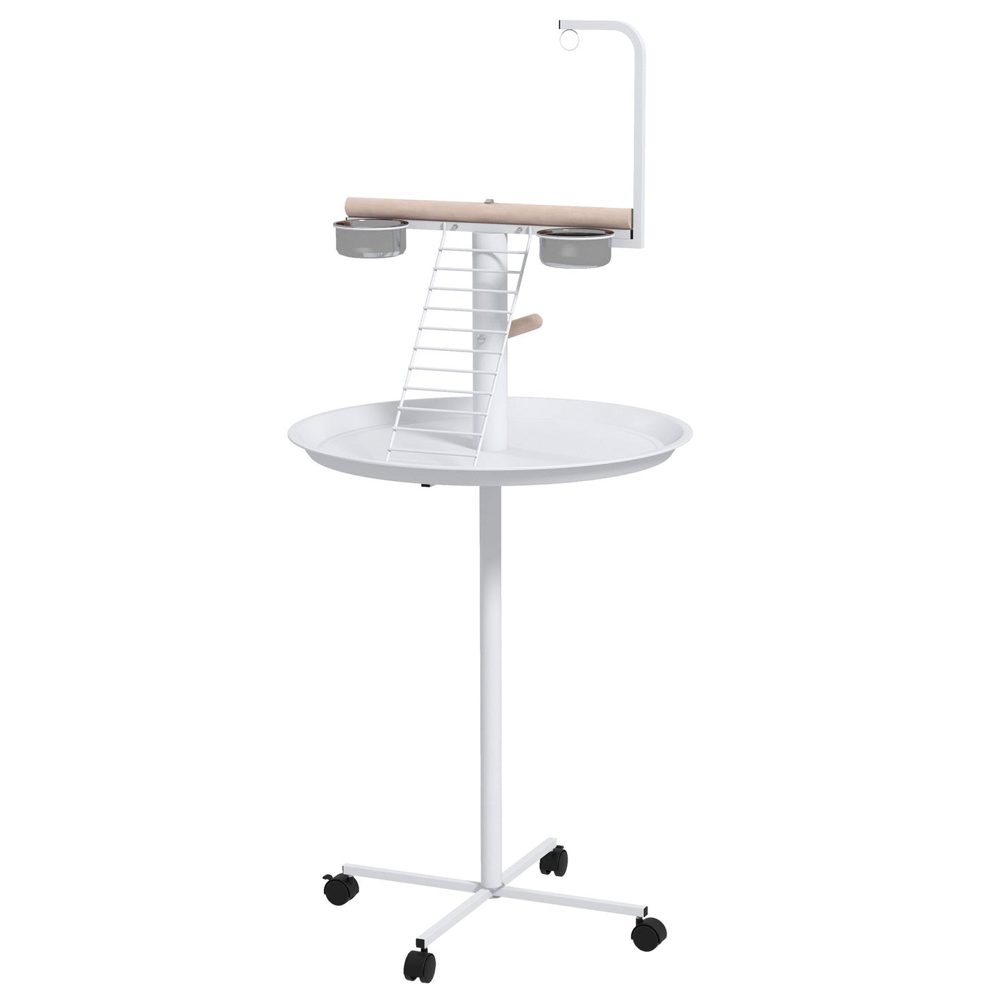 Bird Stand with Wheels, Perches, Feed Bowls & Tray for Parrots