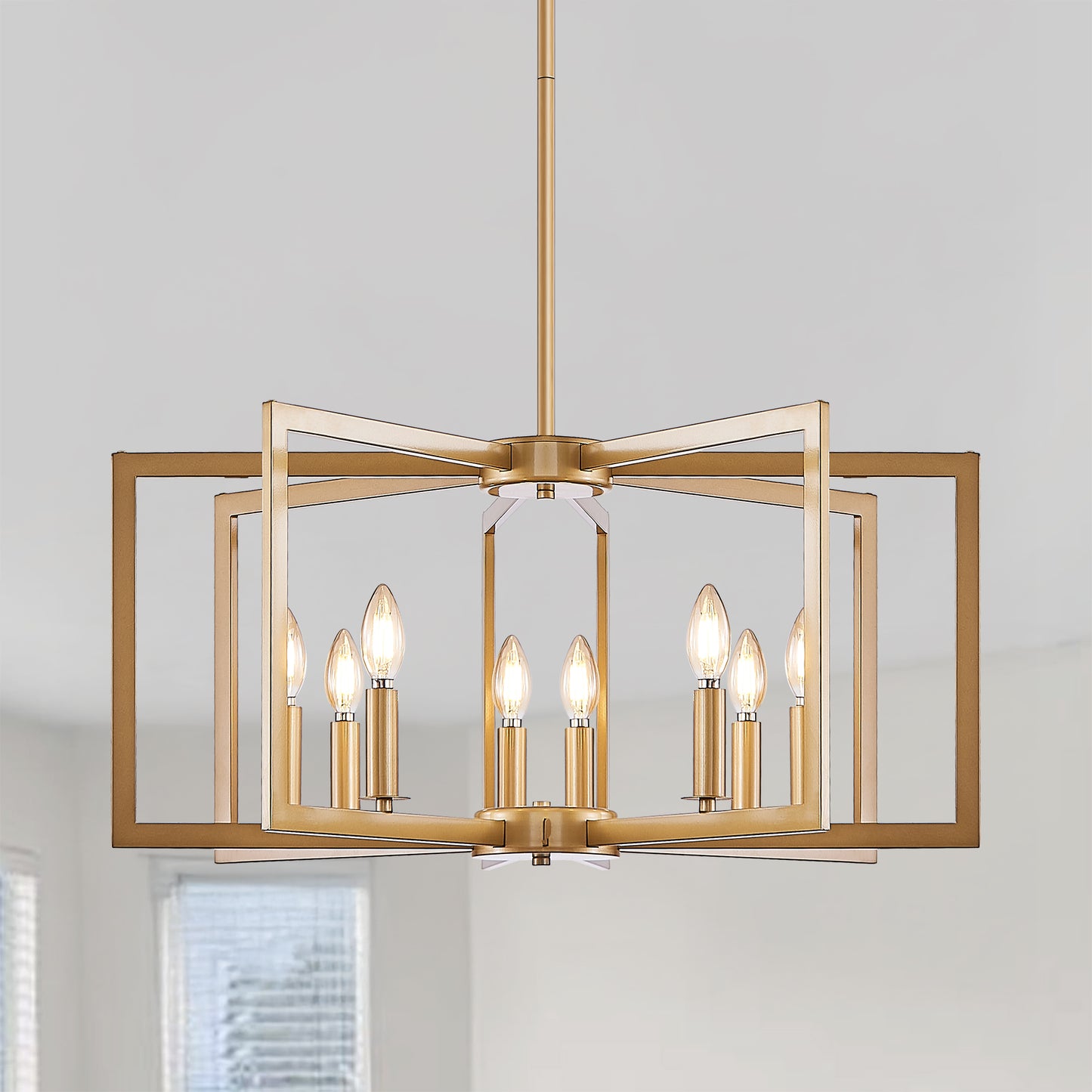 8-Light Modern Geometric Chandelier - Metal Pendant Light