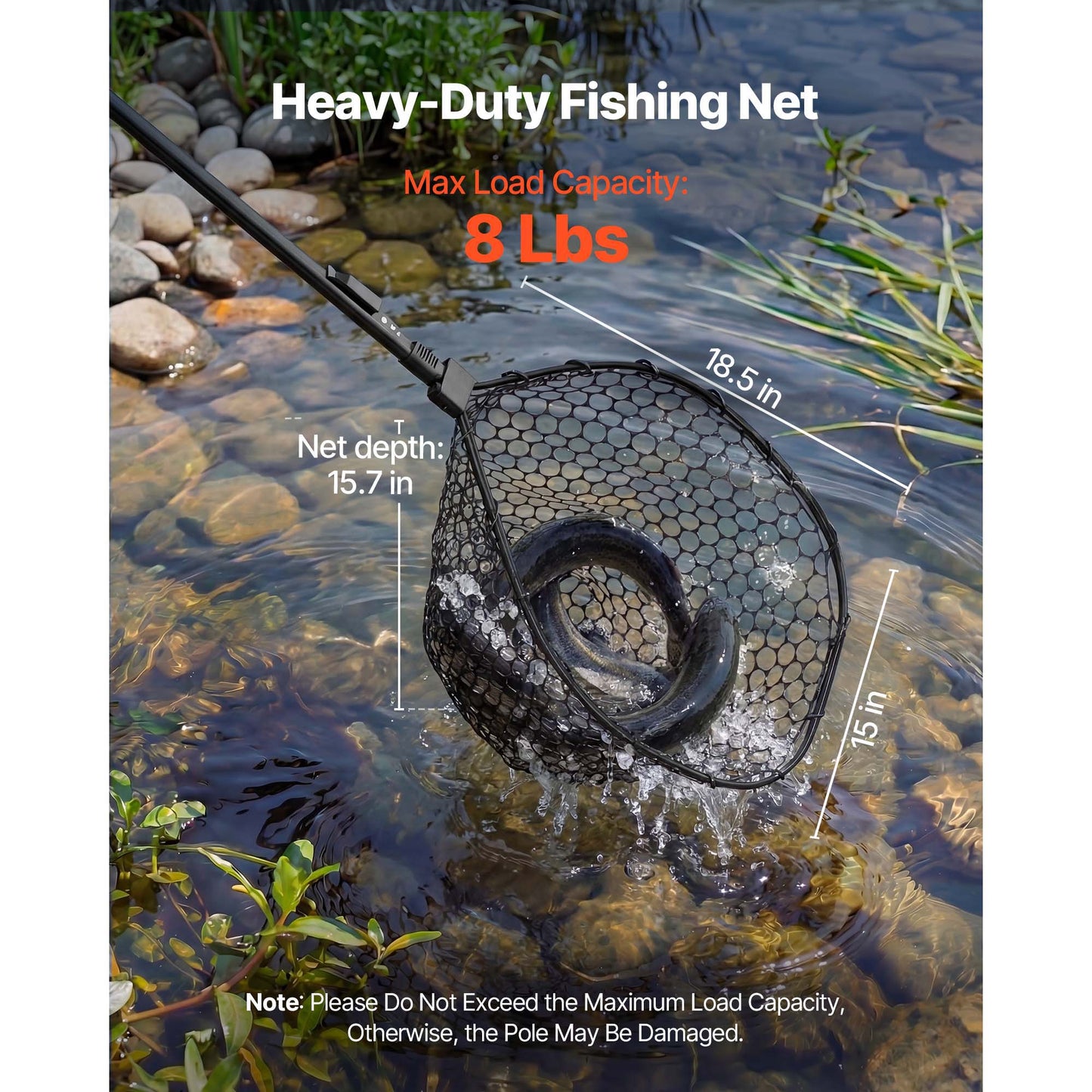 Foldable Telescopic Fishing Net - Lightweight Aluminum Fish Landing Gear with Silicone Mesh