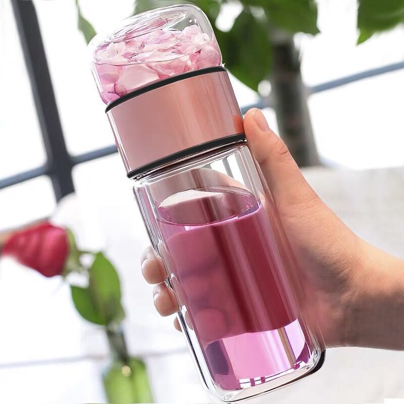 Double Layer Heat Insulation Glass Cup - Water and Tea Separation