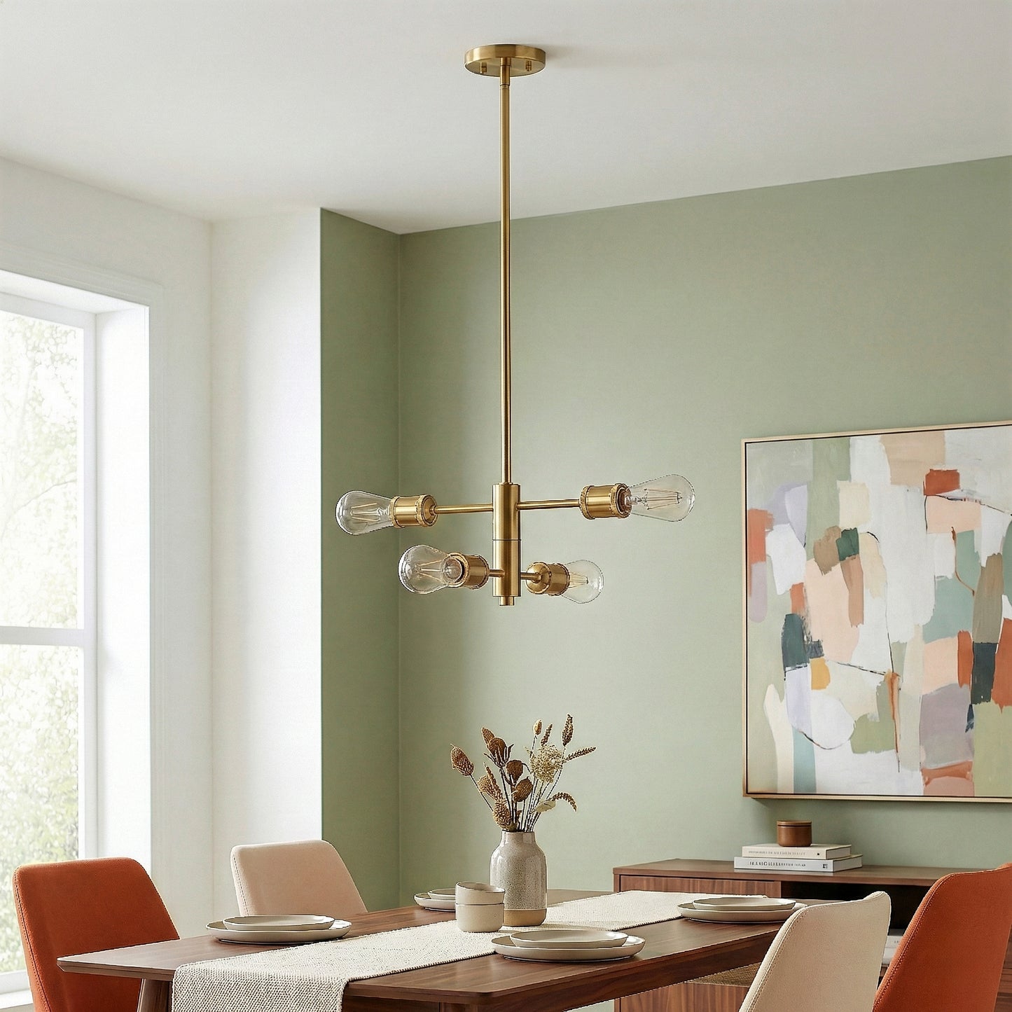 Trellis Four Lights Modern Gold Chandelier Vintage Pendant Fixture