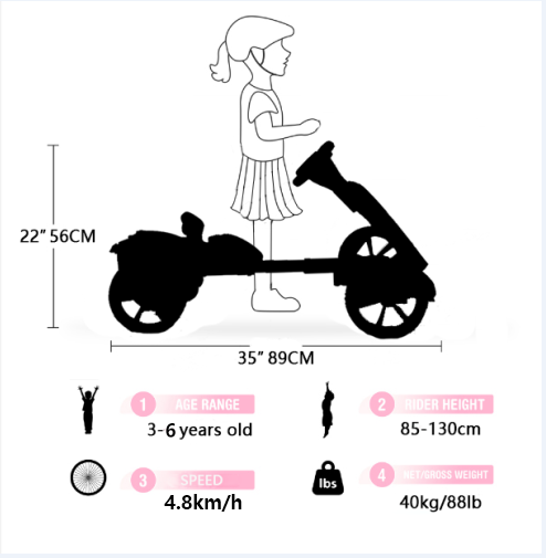 12V Electric Kids Pedal Go Kart - Adjustable Blue Ride-On Toy