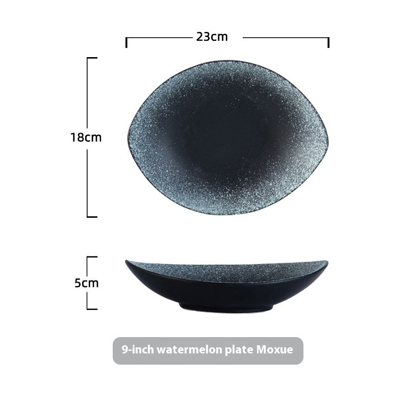 Oval Ceramic Salad Plate - Irregular Shape, 9 & 10 Inch Options, Multiple Colors