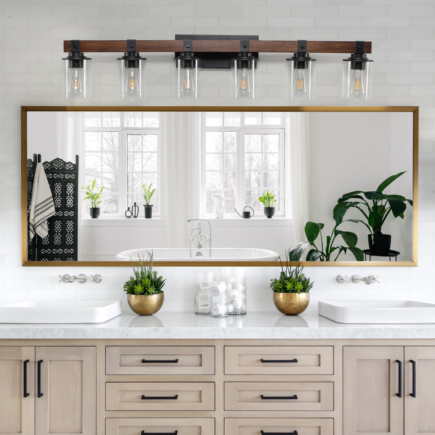 Rustic 6-Light Vanity Light Fixture - Industrial Bathroom Sconce