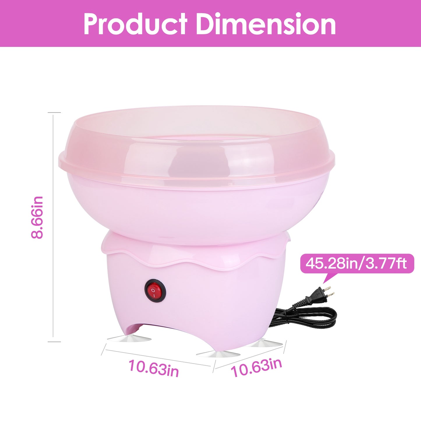 Pink Cotton Candy Maker Portable Electric Kitchen Appliance for Kids