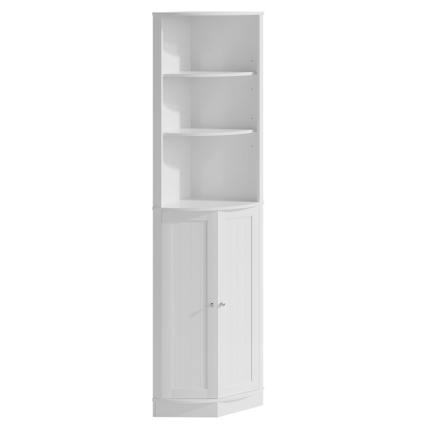 67" Tall Corner Cabinet with 2 Doors and Adjustable Shelves - White