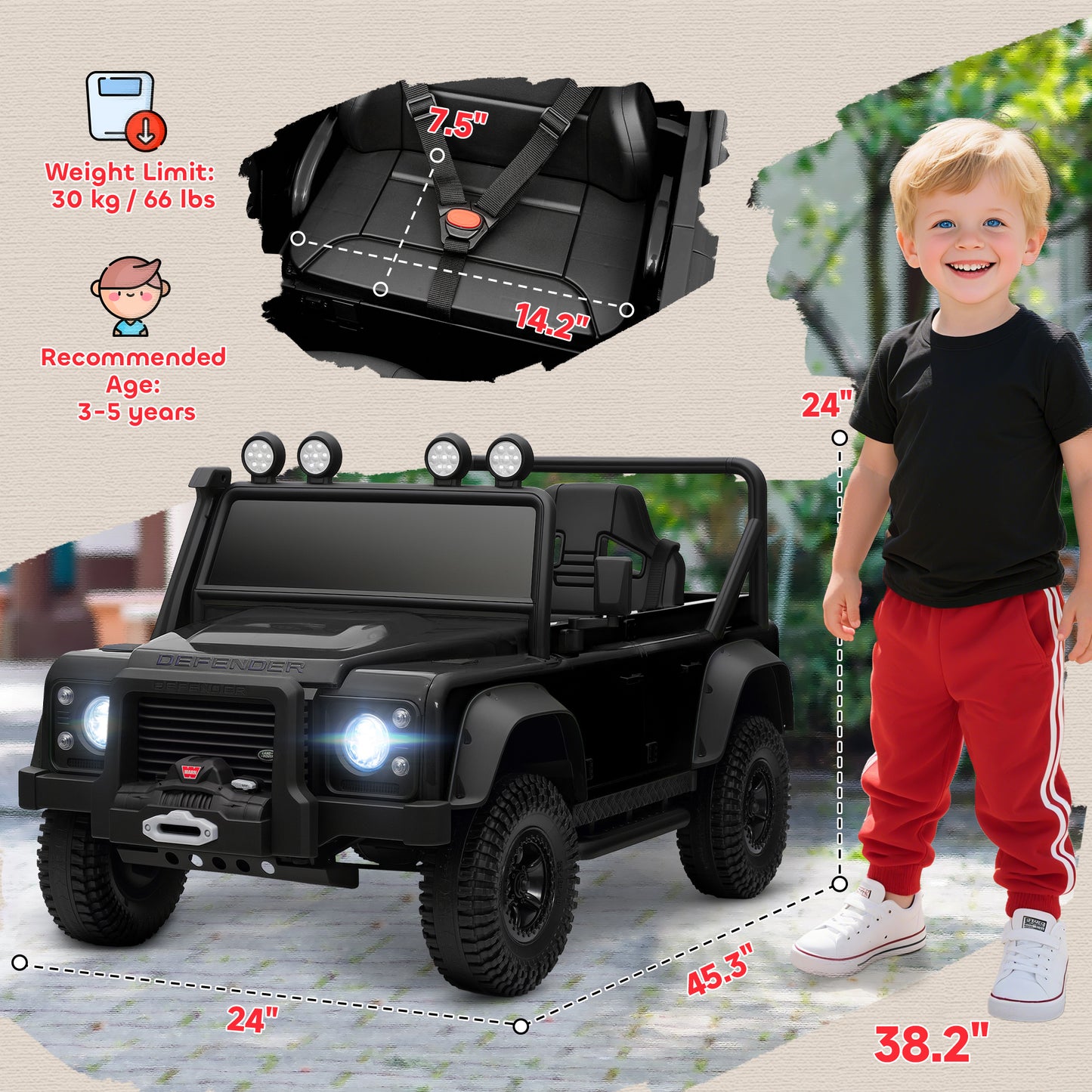 Electric Ride-On Car with Remote Control - Black
