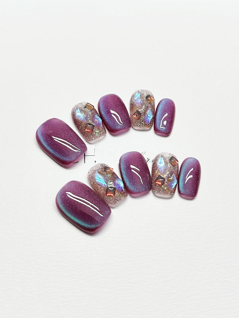 Detachable Short Square Nail Sticker Set for Nail Art - Multiple Sizes