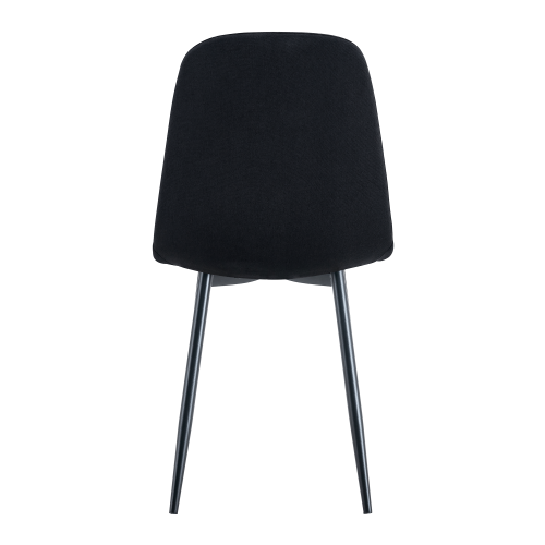 Set of 4 Black Linen-Cotton Dining Chairs with Metal Legs